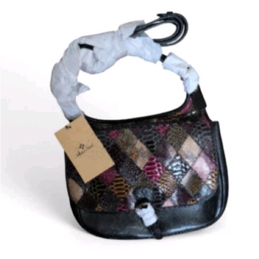 Patricia Nash Black Patchwork Leather Crossbody Bag